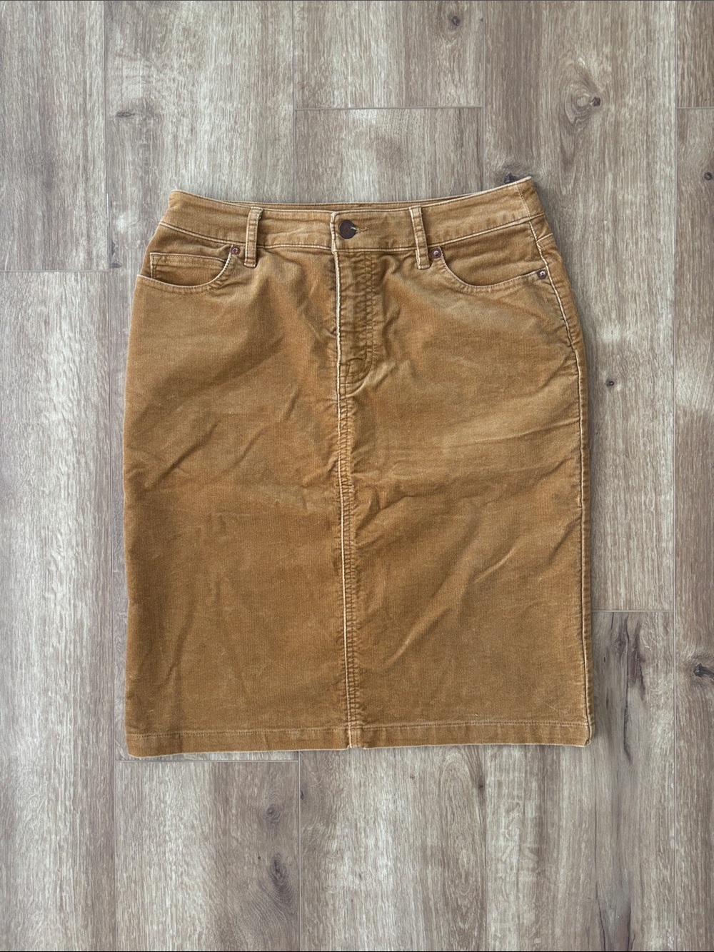 Corduroy Pencil Skirt - Tan